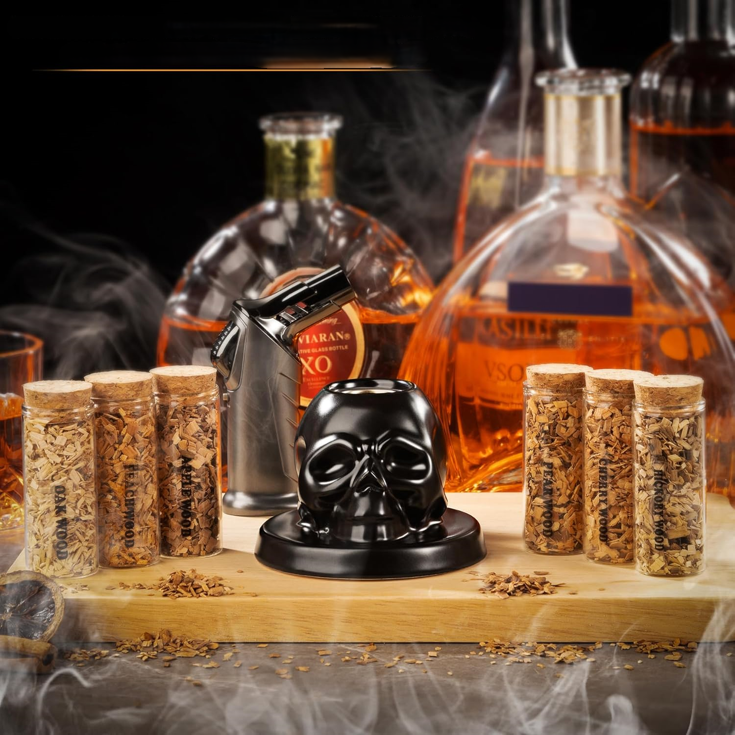 Whiskey Smoking Kit Ceramic Cocktail Skull – Vintage Ceramic Cocktail Smoker for Bold and Aromatic Drinks