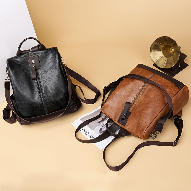 Women's Backpack in Vegan PU Leather with a Safe Design