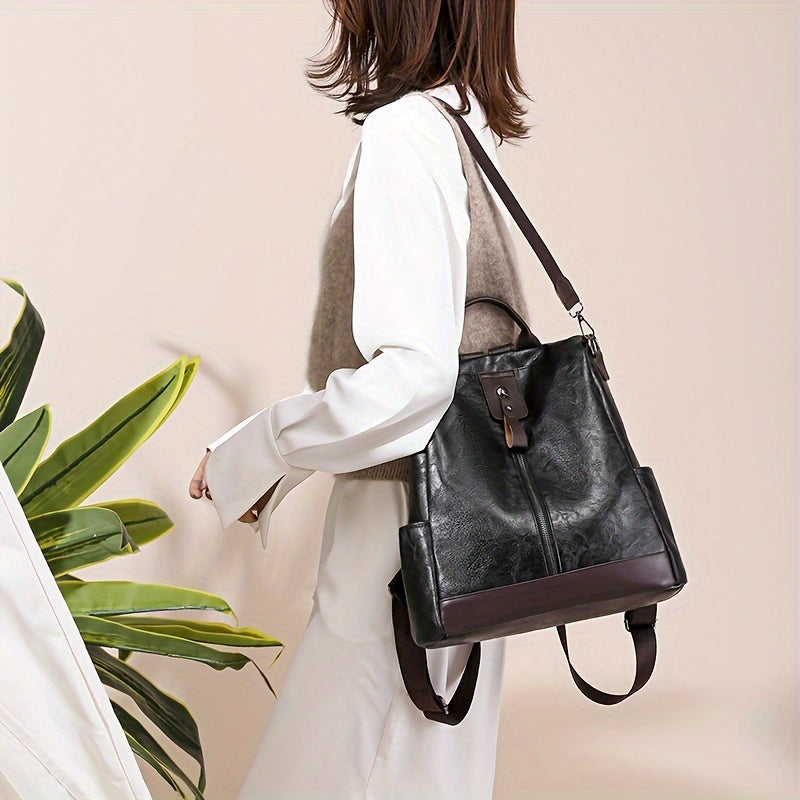 Women's Backpack in Vegan PU Leather with a Safe Design