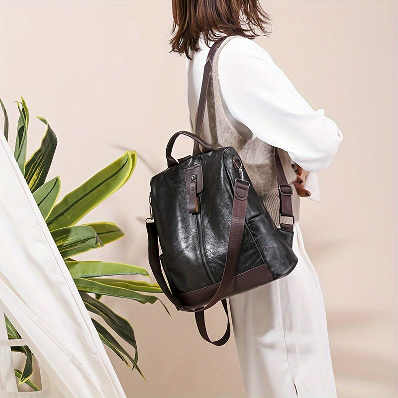 Women's Backpack in Vegan PU Leather with a Safe Design