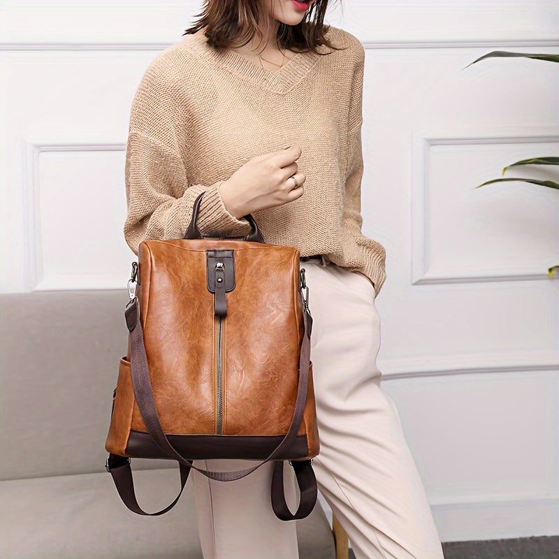 Women's Backpack in Vegan PU Leather with a Safe Design