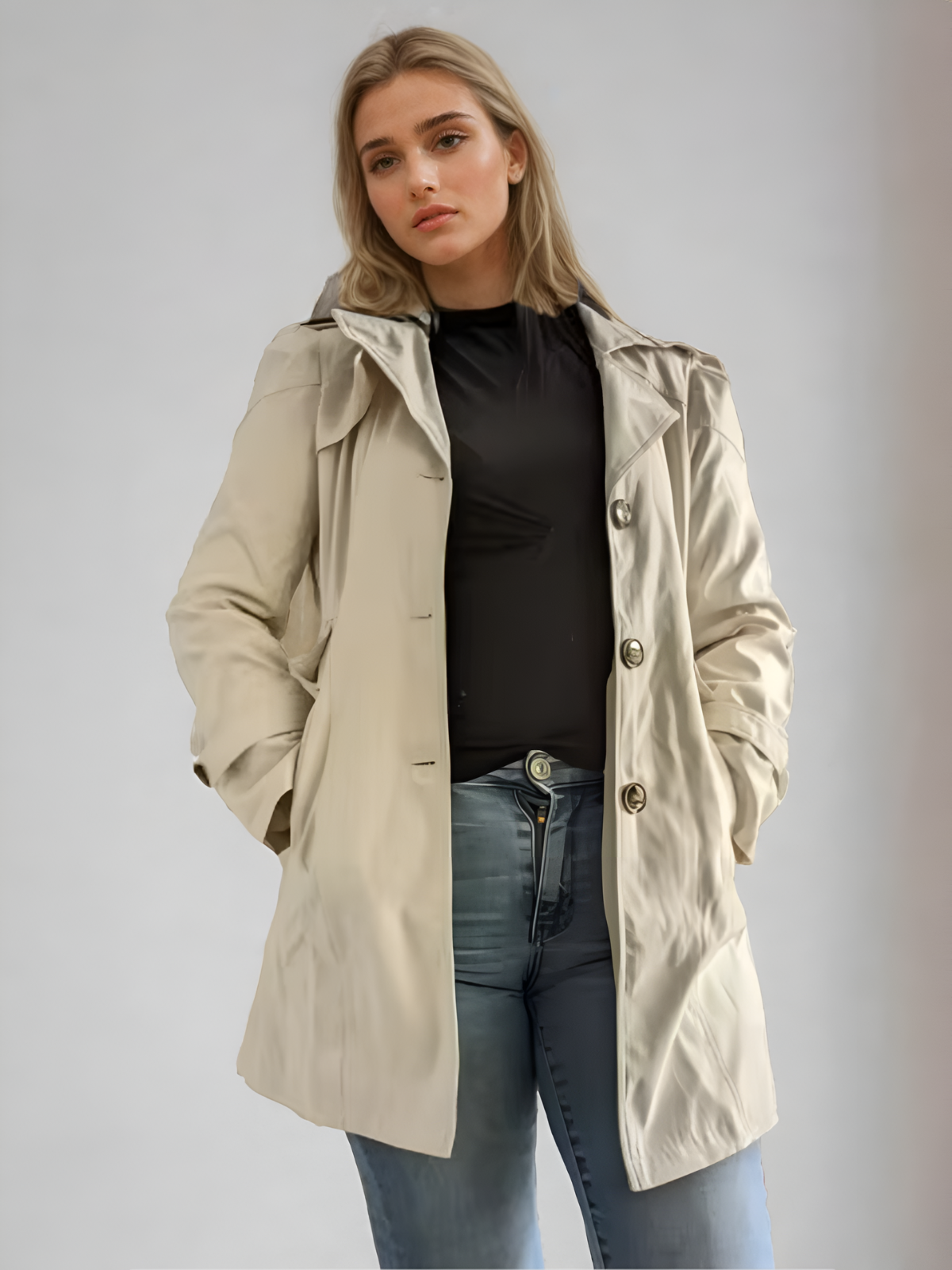 Beige trenchcoat til kvinder med moderne design