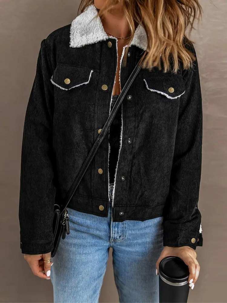 Women's Buttoned Winter Jacket with High Collar
