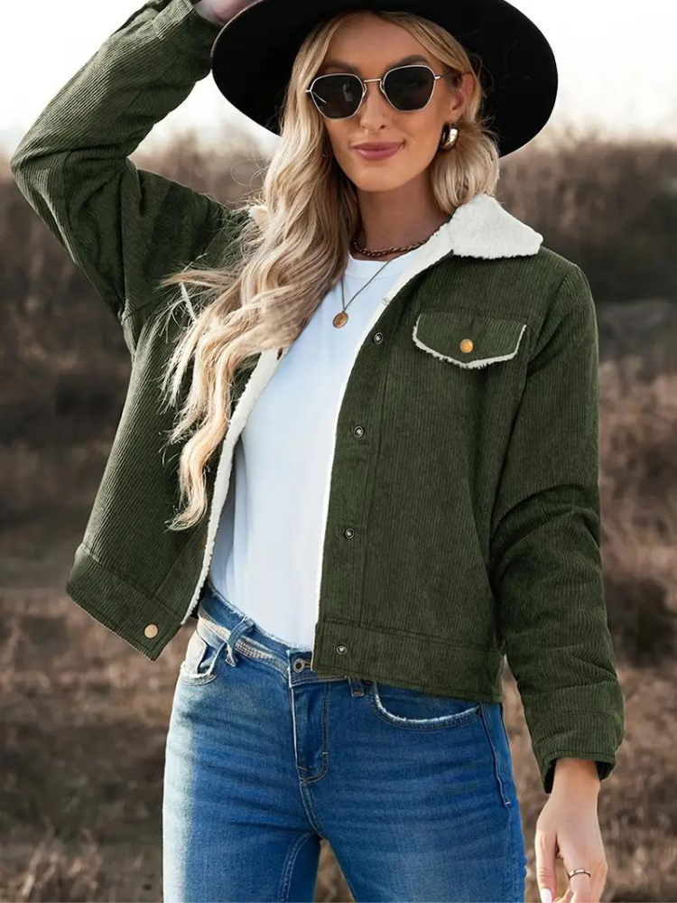 Women's Buttoned Winter Jacket with High Collar