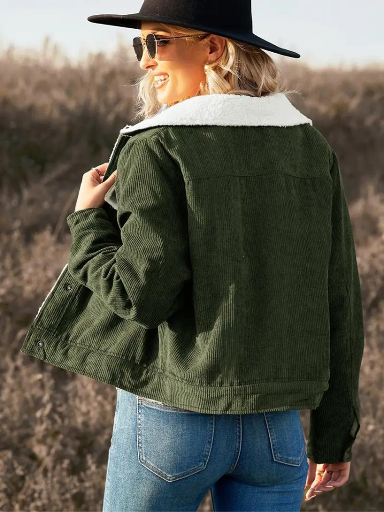 Women's Buttoned Winter Jacket with High Collar