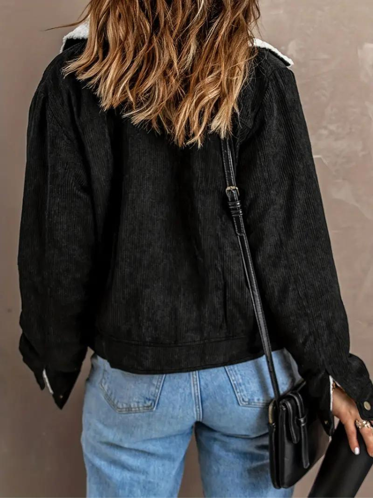 Women's Buttoned Winter Jacket with High Collar