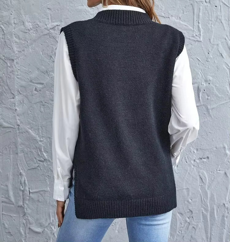 Casual strikvest til kvinder uden ærmer med V-hals