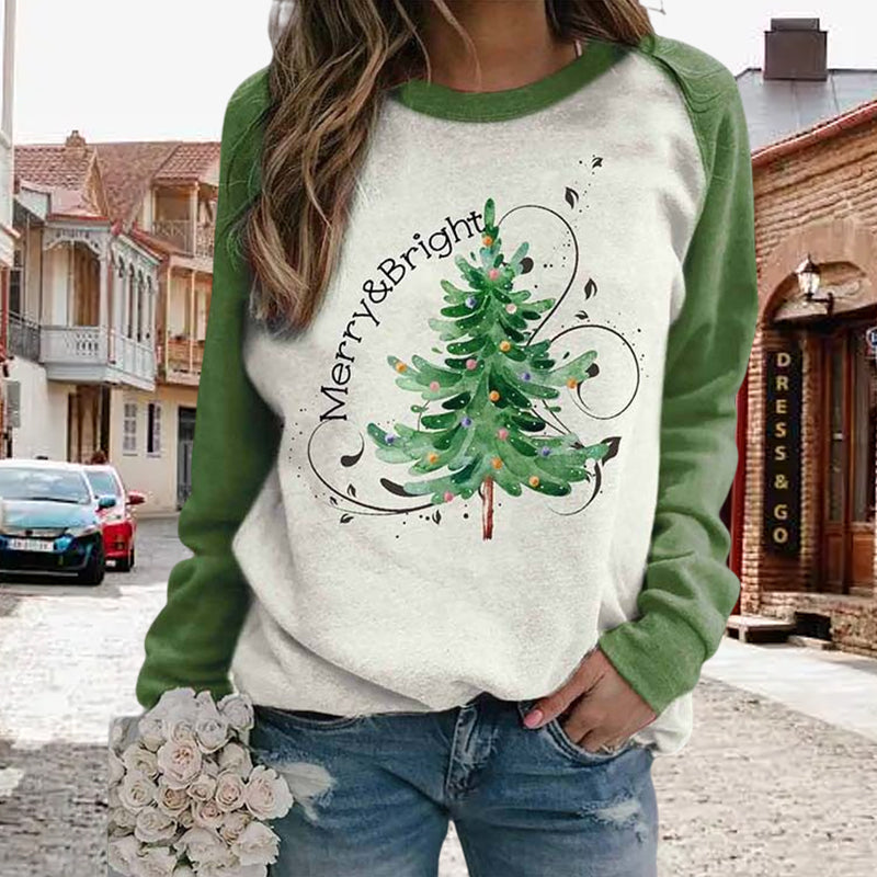 Julesweatshirt til kvinder med juletræ 