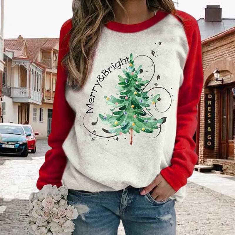 Julesweatshirt til kvinder med juletræ 