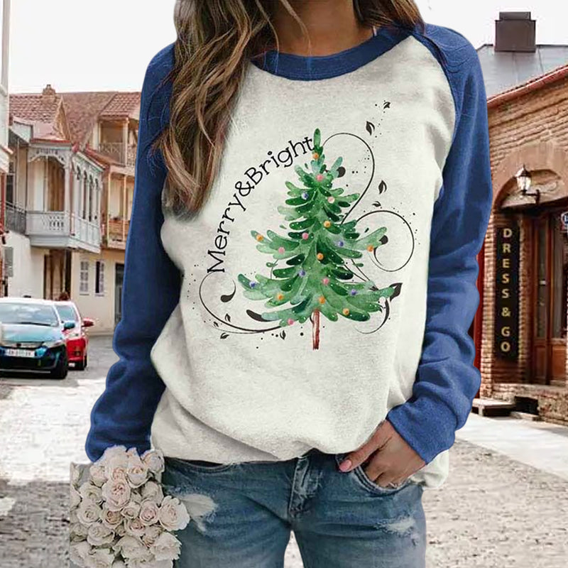 Julesweatshirt til kvinder med juletræ 