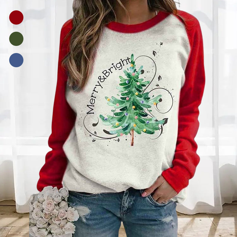 Julesweatshirt til kvinder med juletræ 