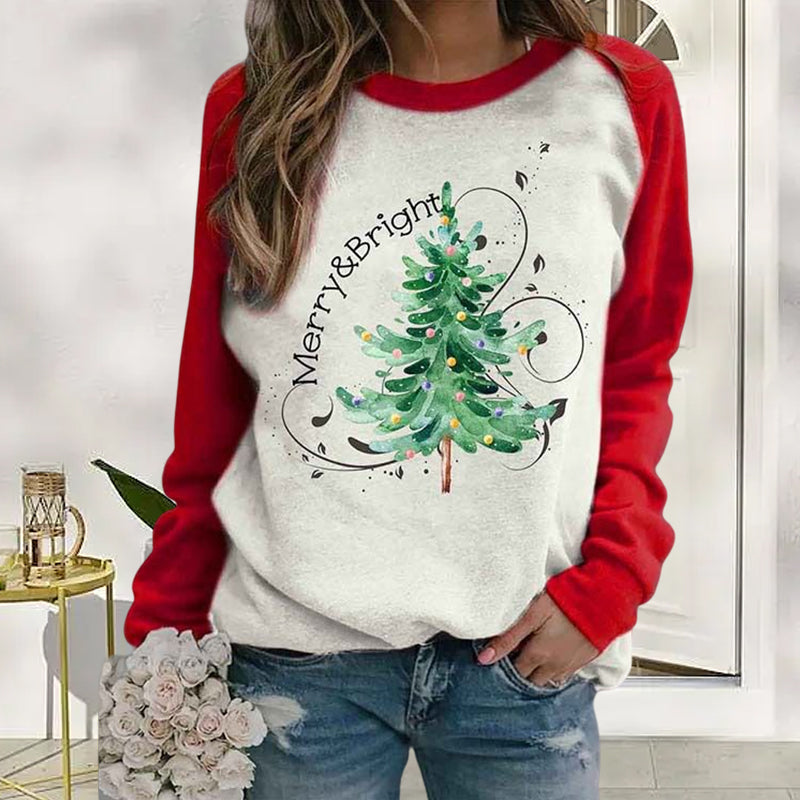 Julesweatshirt til kvinder med juletræ 