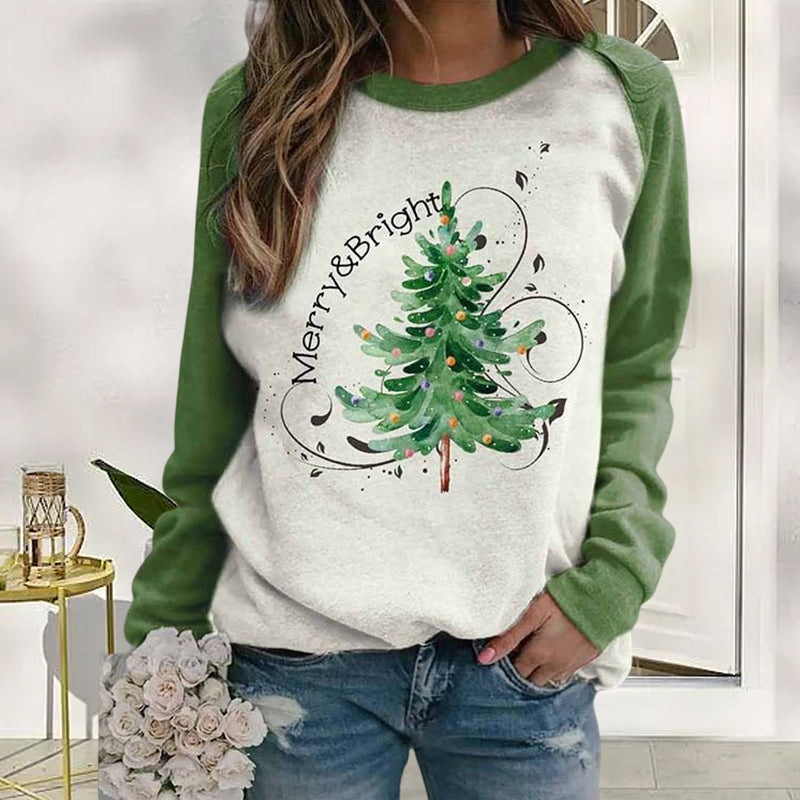 Julesweatshirt til kvinder med juletræ 