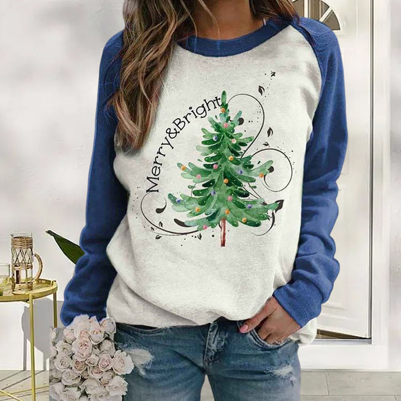 Julesweatshirt til kvinder med juletræ 