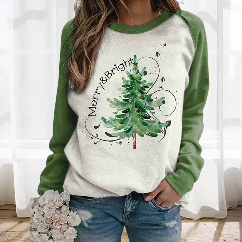 Julesweatshirt til kvinder med juletræ 