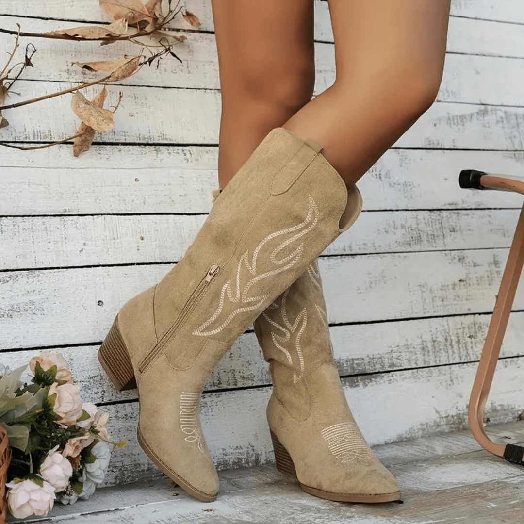 Women's Cowboy Boots - Elegant Retro Western Style for Autumn