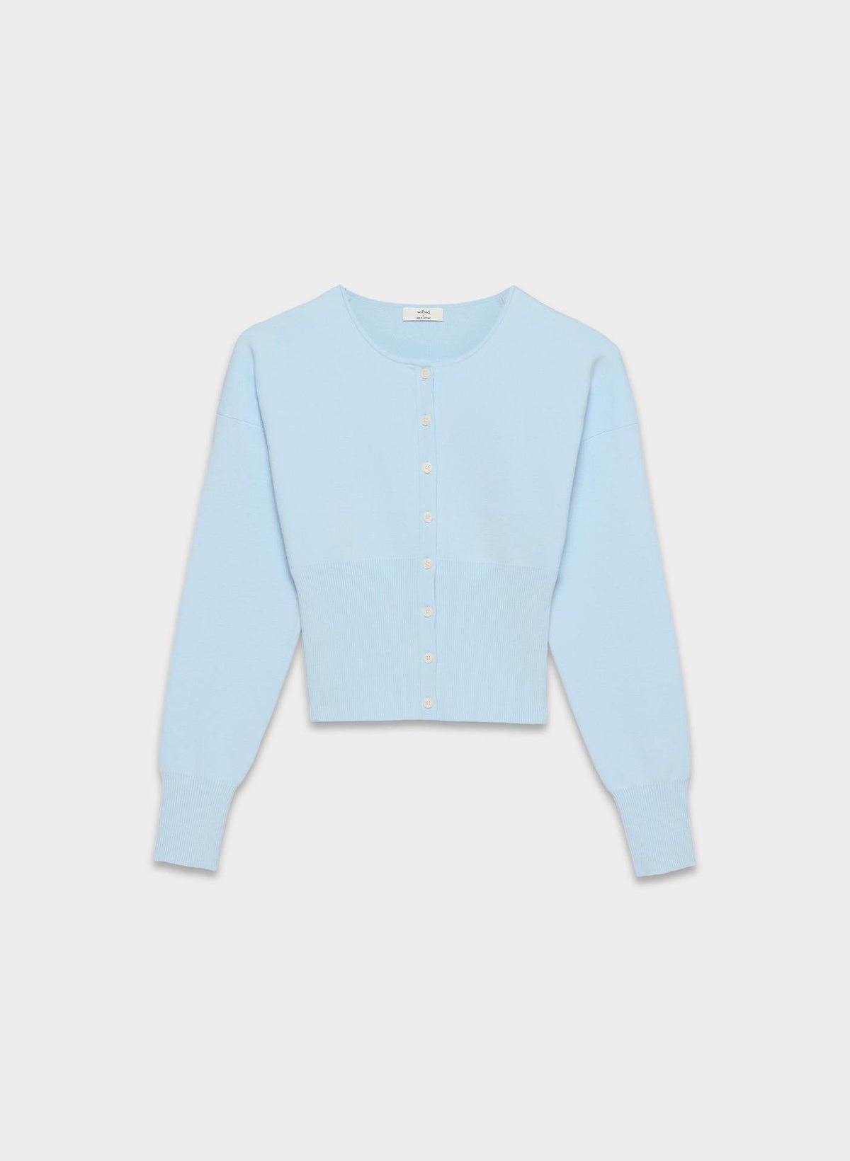 Kort ribstrikket cardigan til kvinder med knaplukning