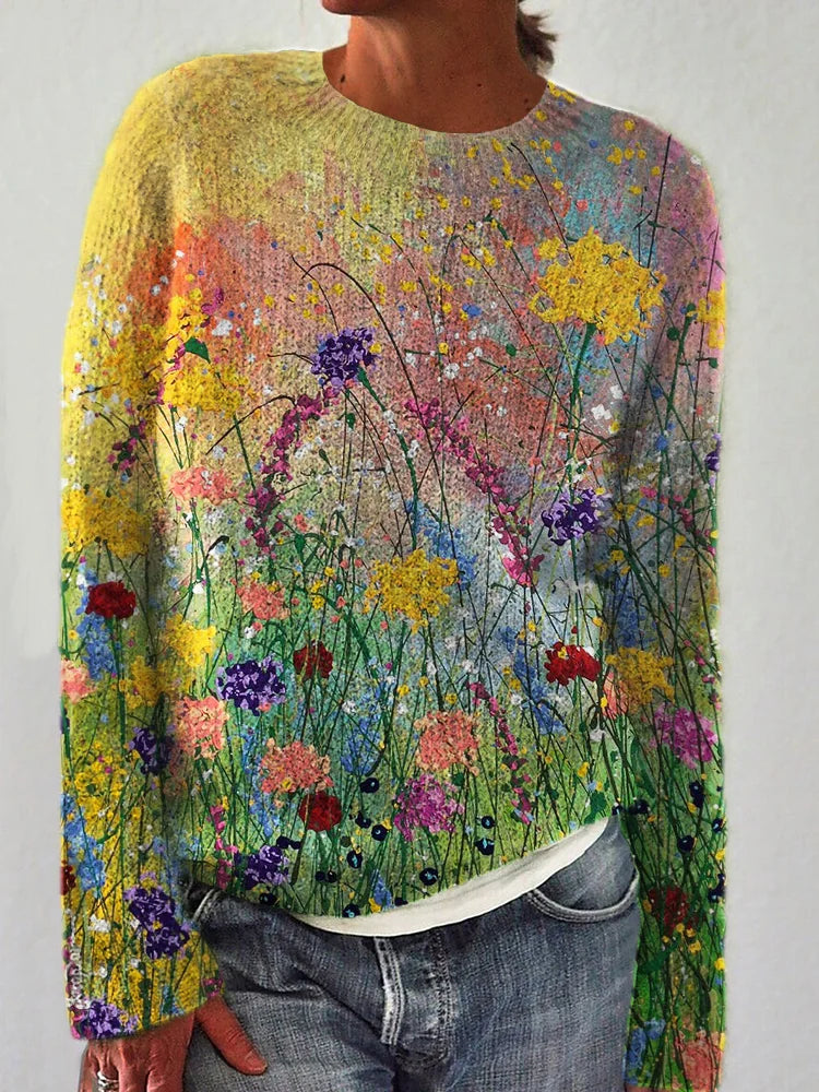 Γυναικείο κομψό πουλόβερ με floral print – ζεστασιά και εκλεπτυσμένη κομψότητα