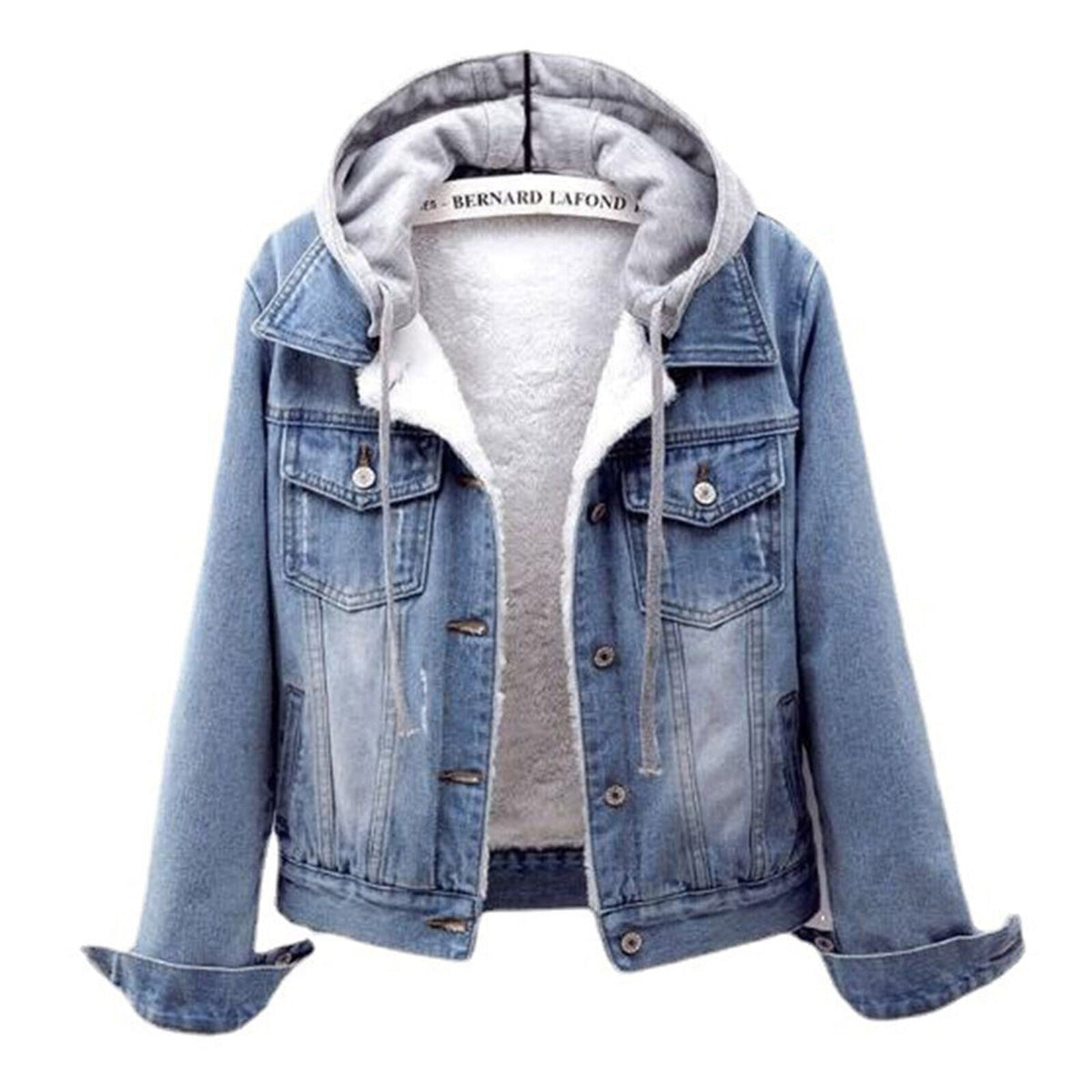 Denimjakke med hætte til kvinder til efteråret