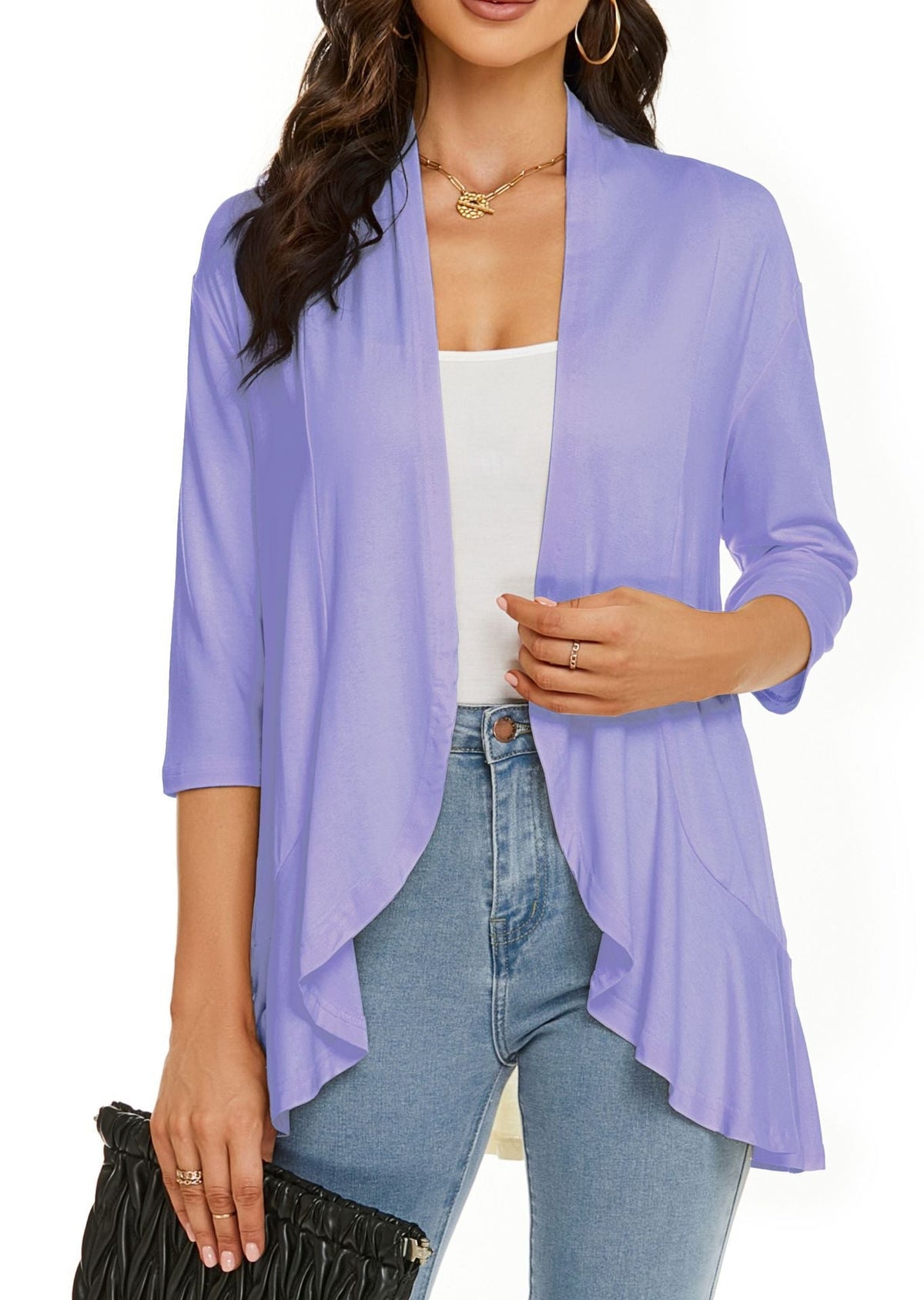 Åben cardigan med drapering til kvinder