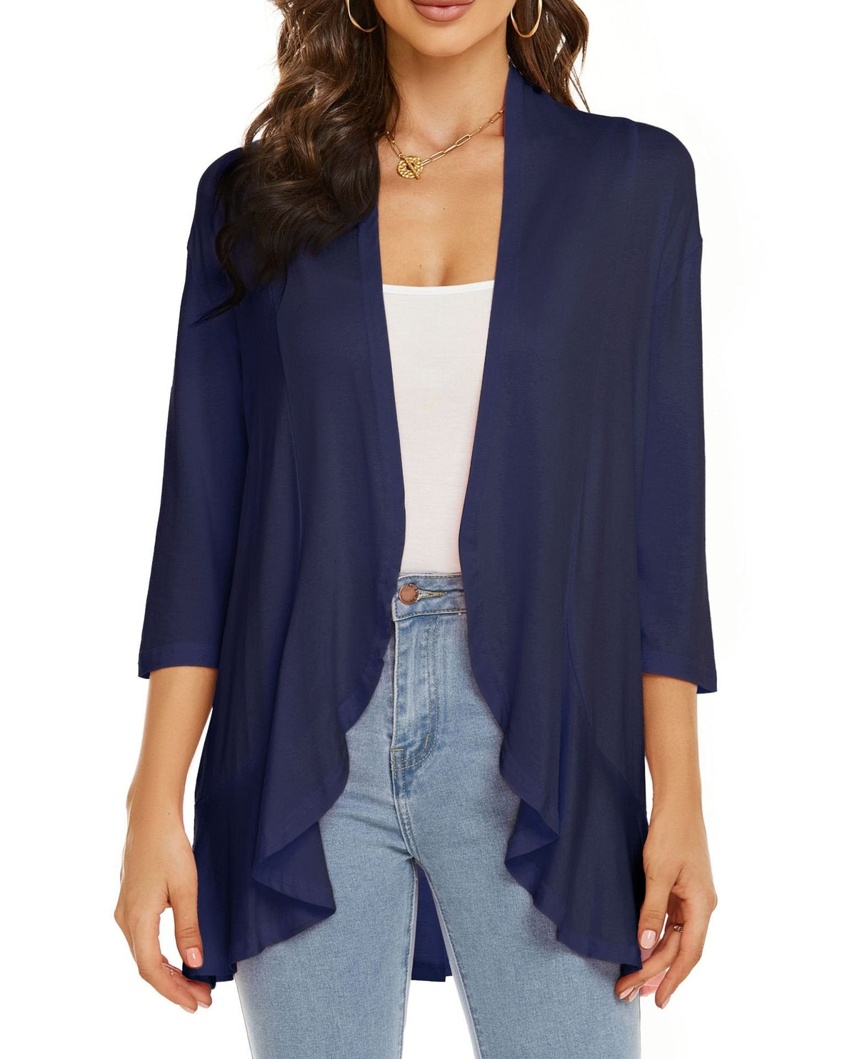 Åben cardigan med drapering til kvinder