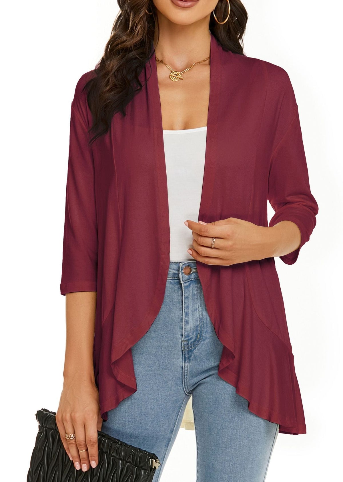 Åben cardigan med drapering til kvinder