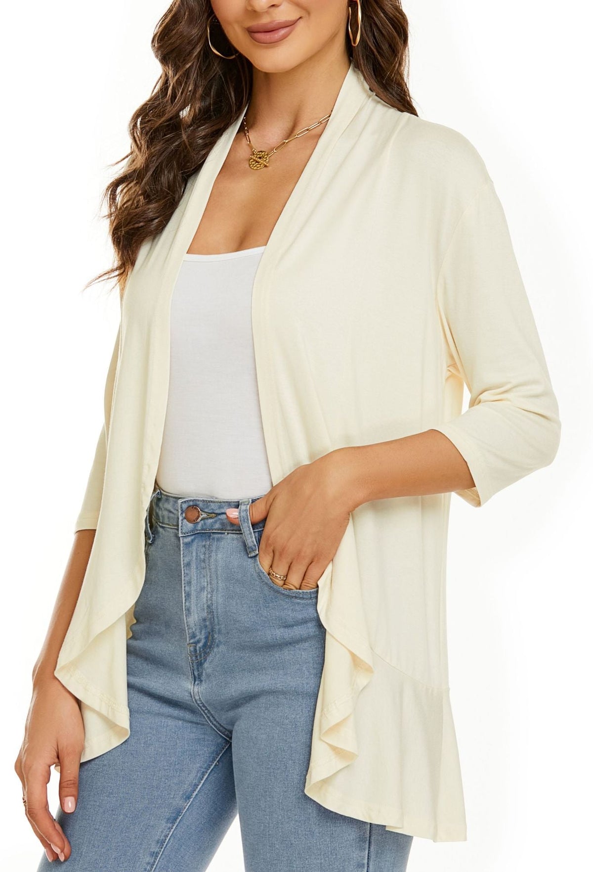Åben cardigan med drapering til kvinder