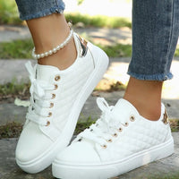Γυναικεία ορθοπεδικά καπιτονέ sneakers πλατφόρμας με κορδόνια