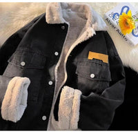 Dámska oversized rifľová bunda s podšívkou z materiálu teddy