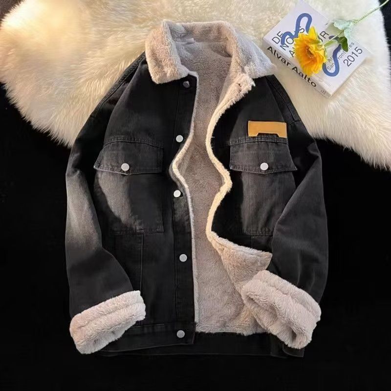 Dámska oversized rifľová bunda s podšívkou z materiálu teddy