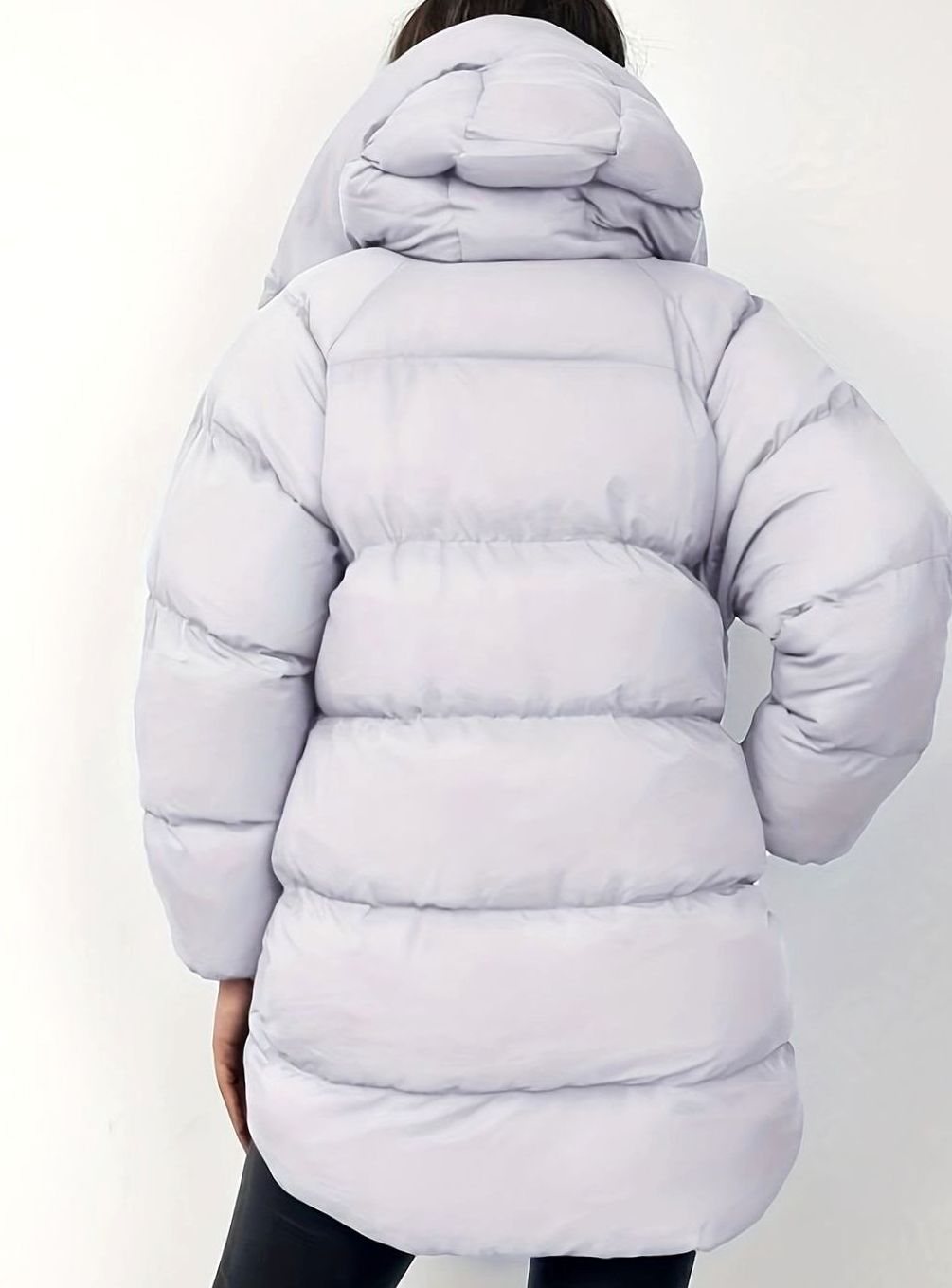 Oversized dunjakke til kvinder med lynlås og opretstående krave