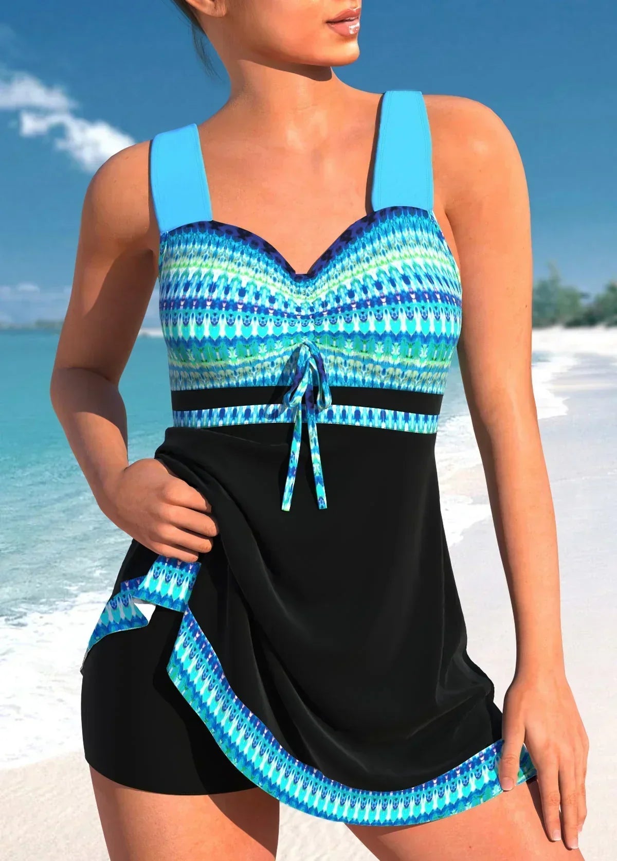 Women's Patterned Tankini Set