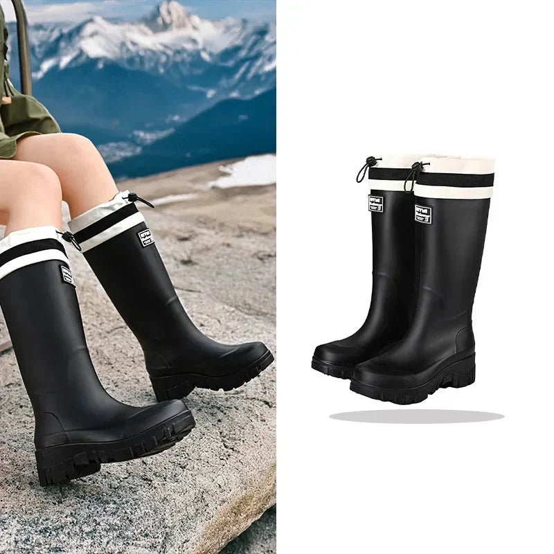 Vandafvisende regnstøvler til kvinder i retrolook med skridsikker sål