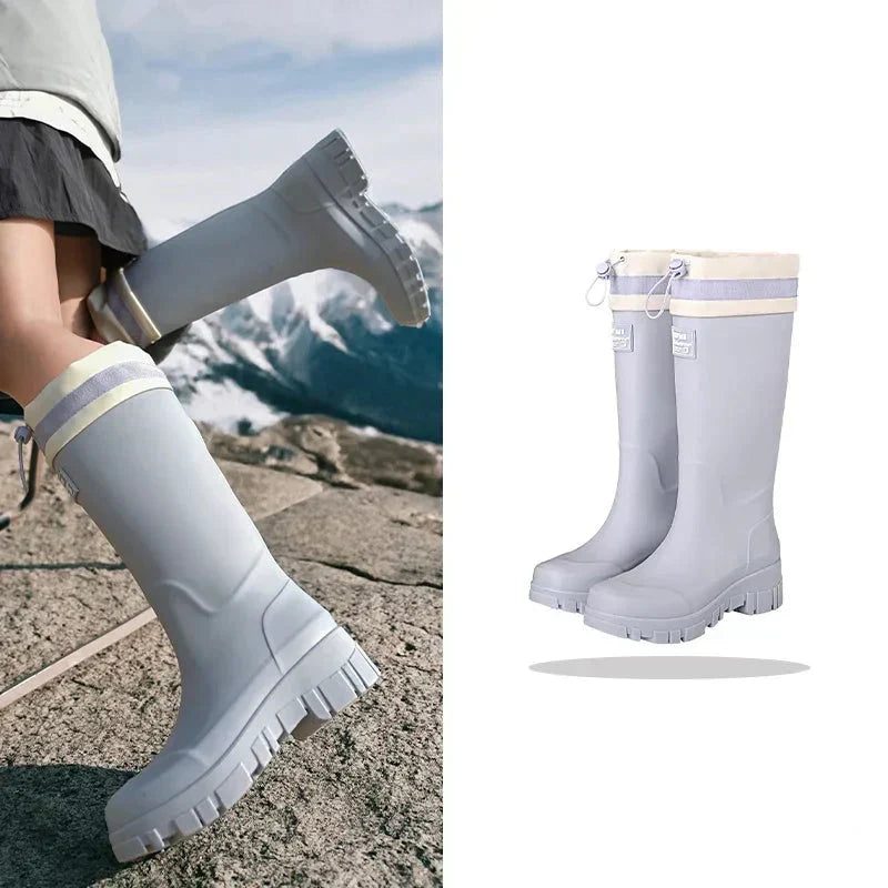 Vandafvisende regnstøvler til kvinder i retrolook med skridsikker sål