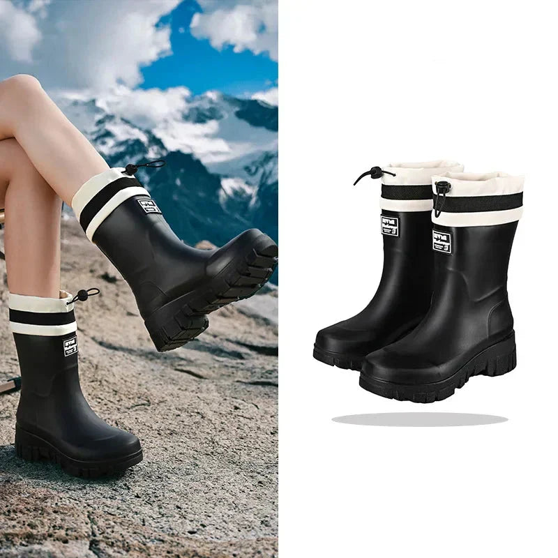 Vandafvisende regnstøvler til kvinder i retrolook med skridsikker sål