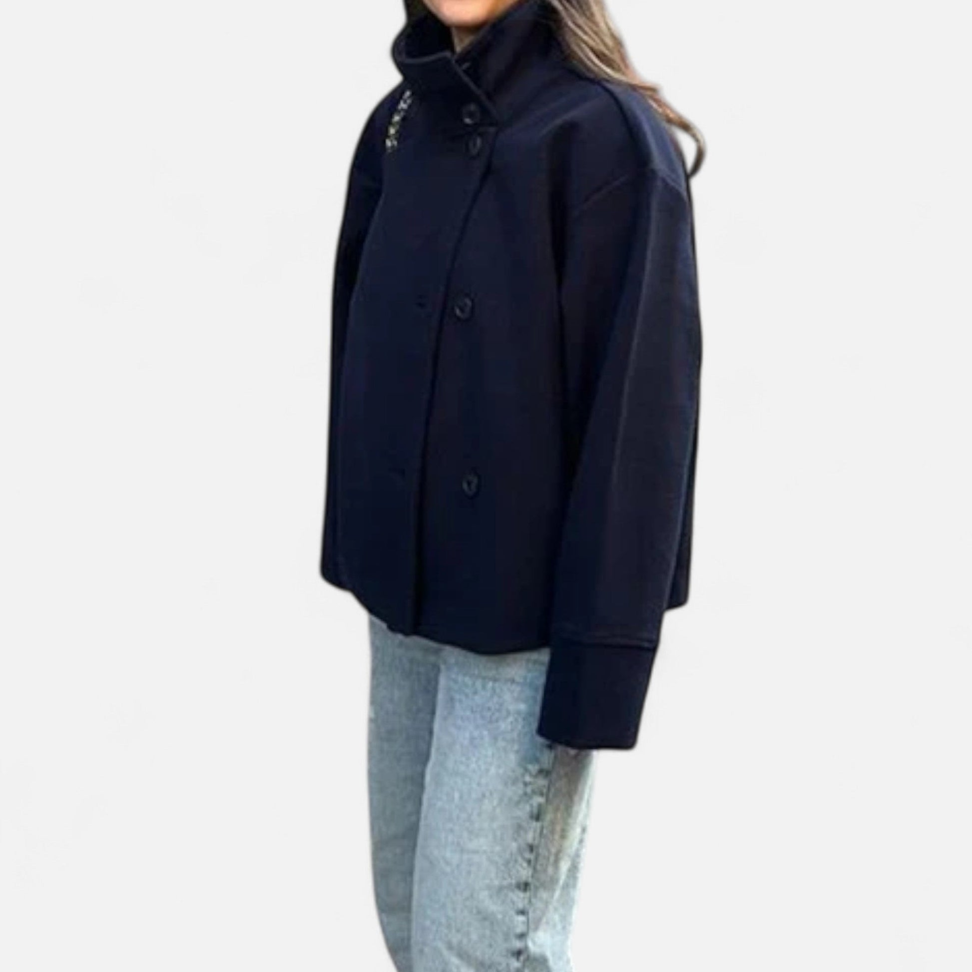 Women's Short Coat with Chic High Collar