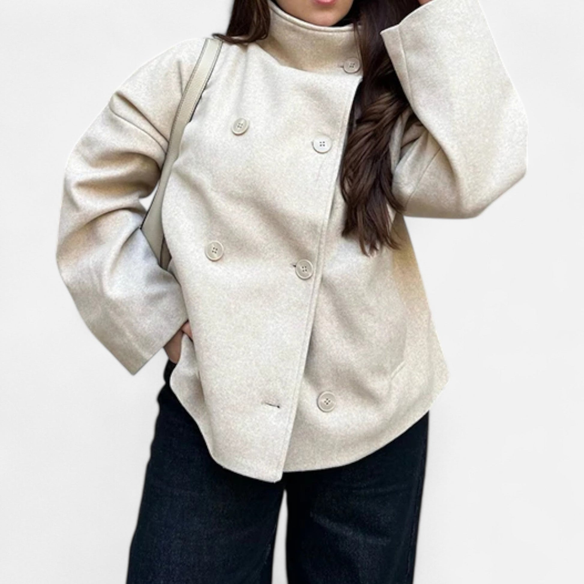 Women's Short Coat with Chic High Collar