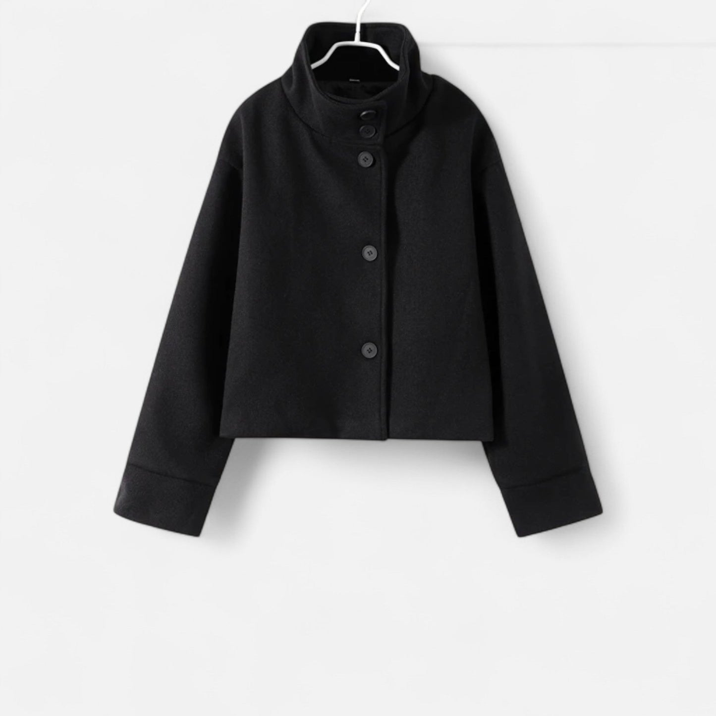 Women's Short Coat with Chic High Collar