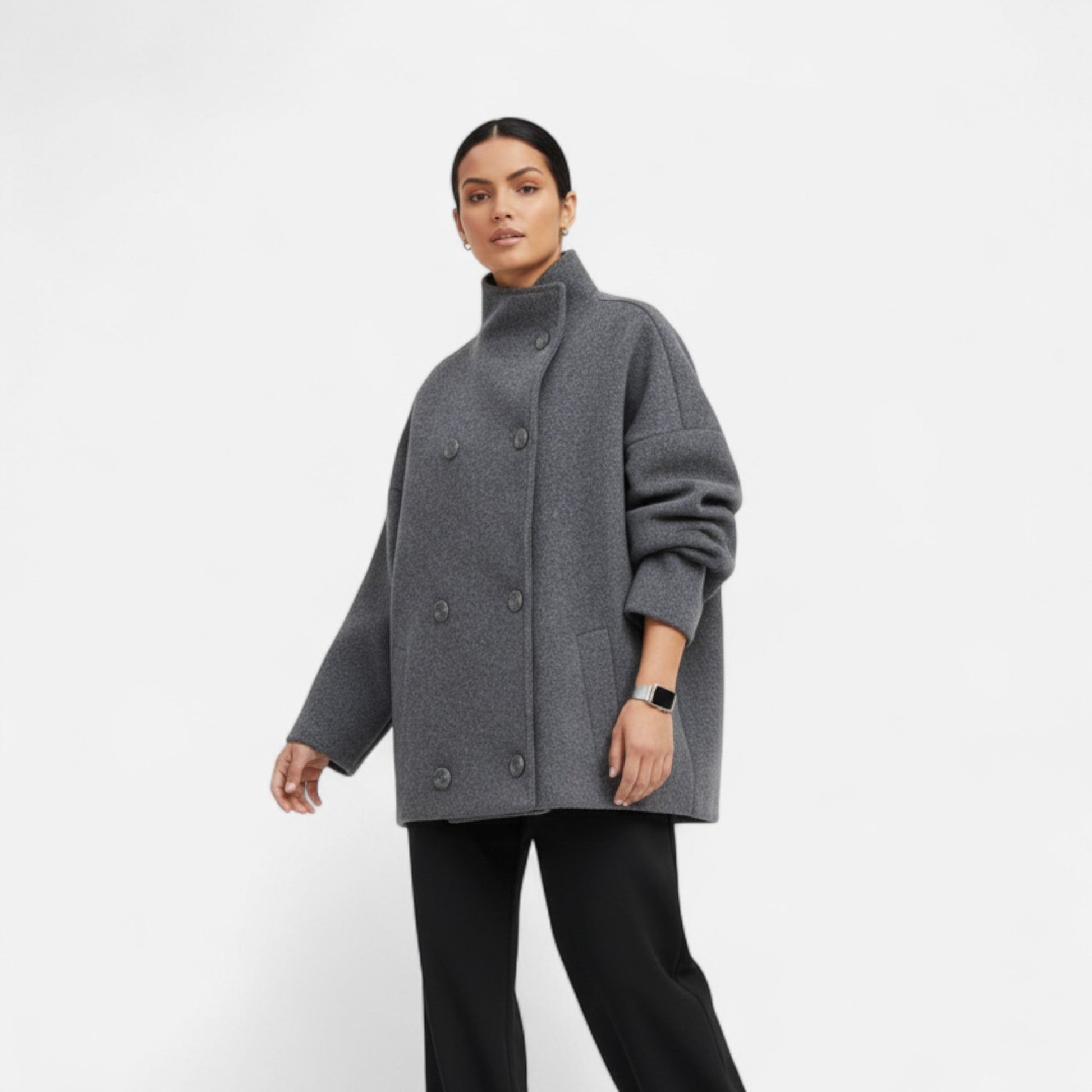Women's Short Coat with Chic High Collar