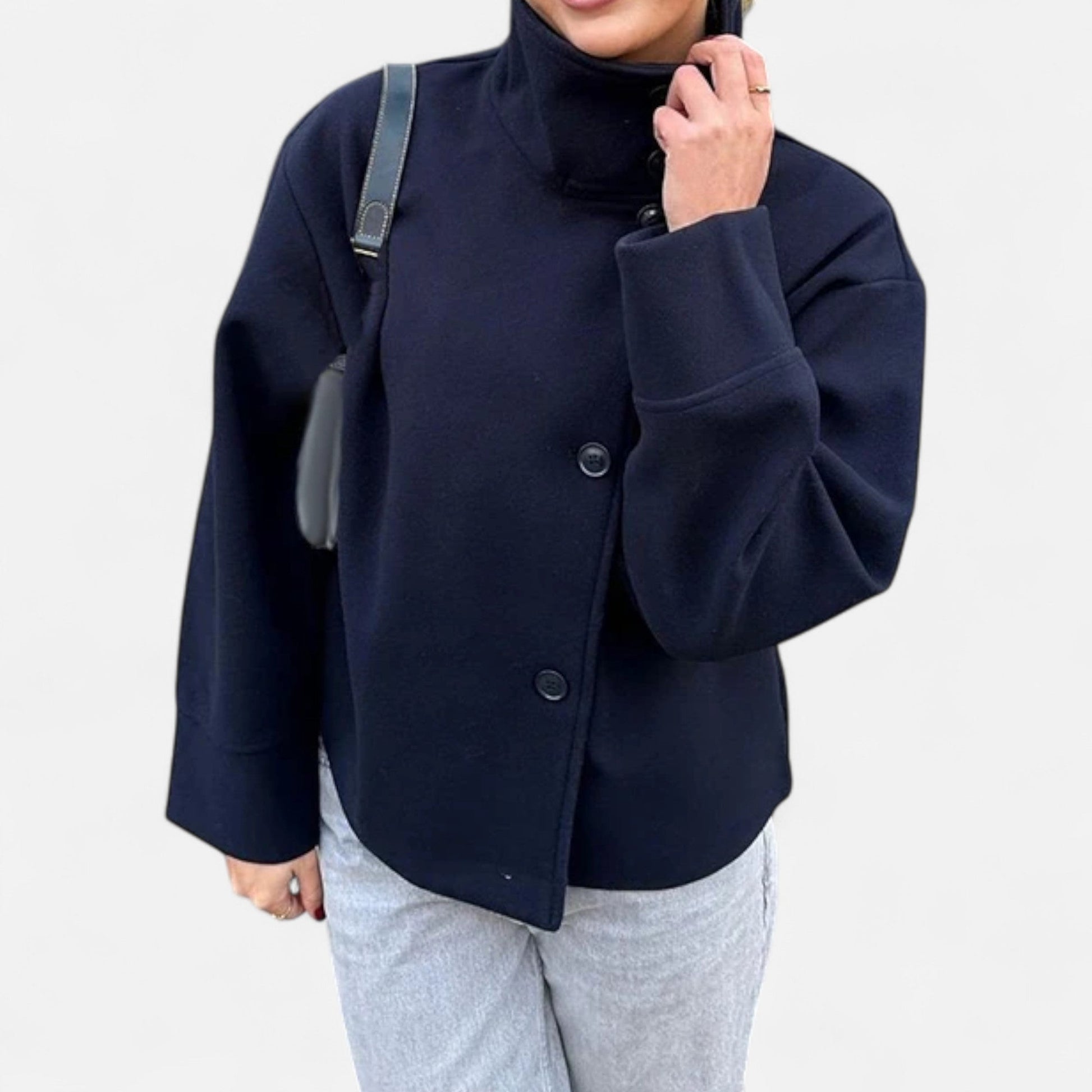 Women's Short Coat with Chic High Collar