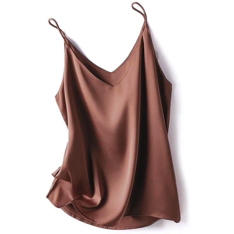 Dámský hedvábně jemný top na ramínka pro elegantní vrstvení