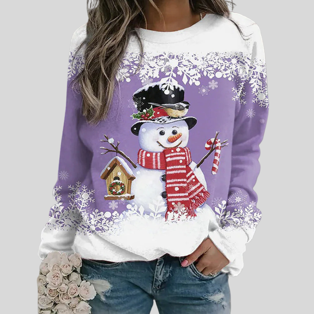 Julesweatshirt med snemand til kvinder