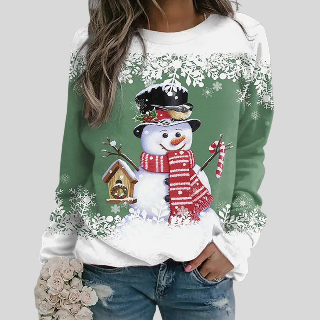 Julesweatshirt med snemand til kvinder