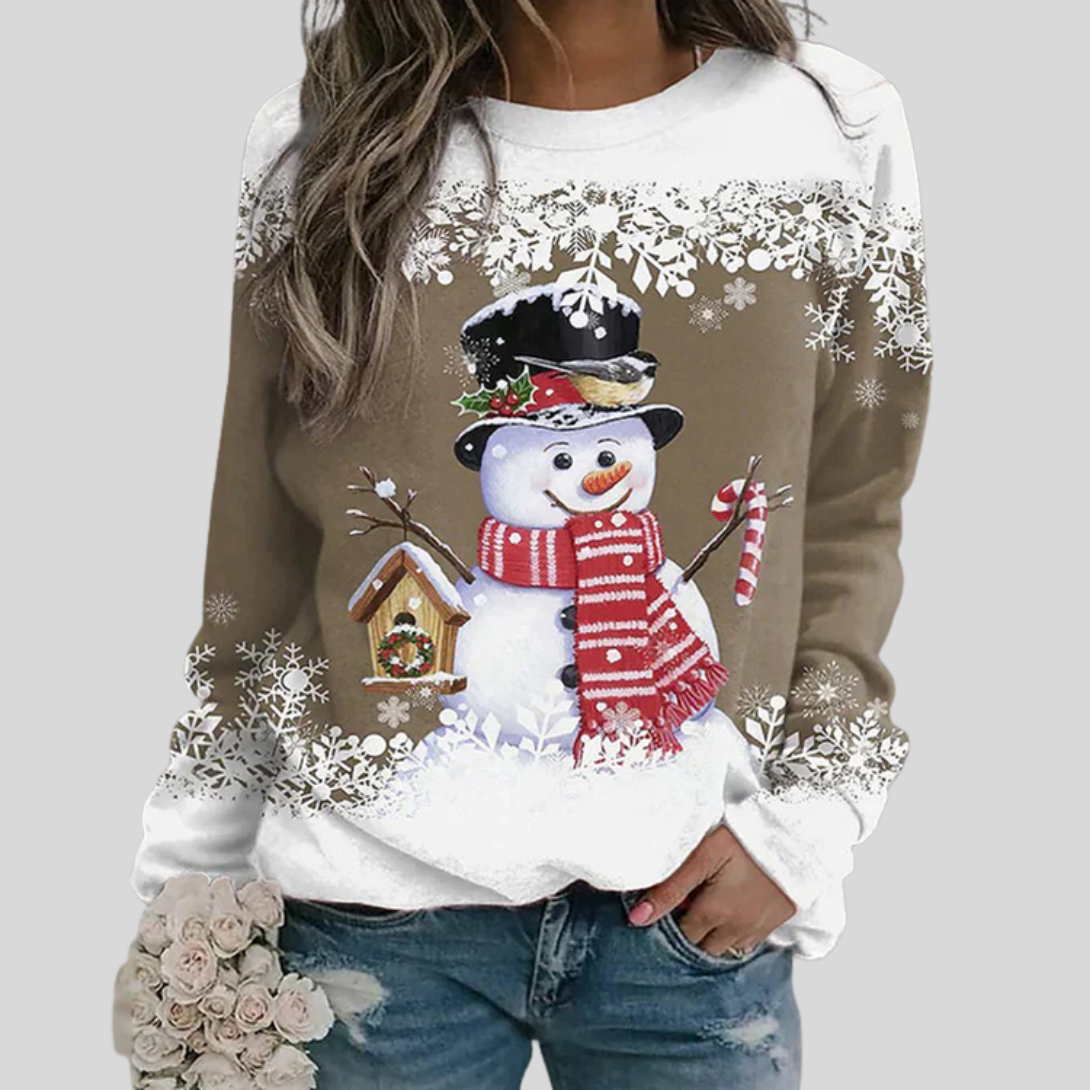 Julesweatshirt med snemand til kvinder