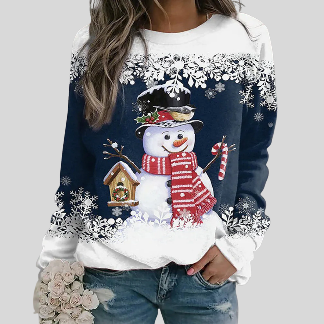 Julesweatshirt med snemand til kvinder