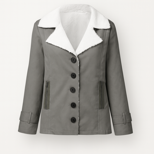 Women's Warm Lined Winter Jacket with Notched Lapels