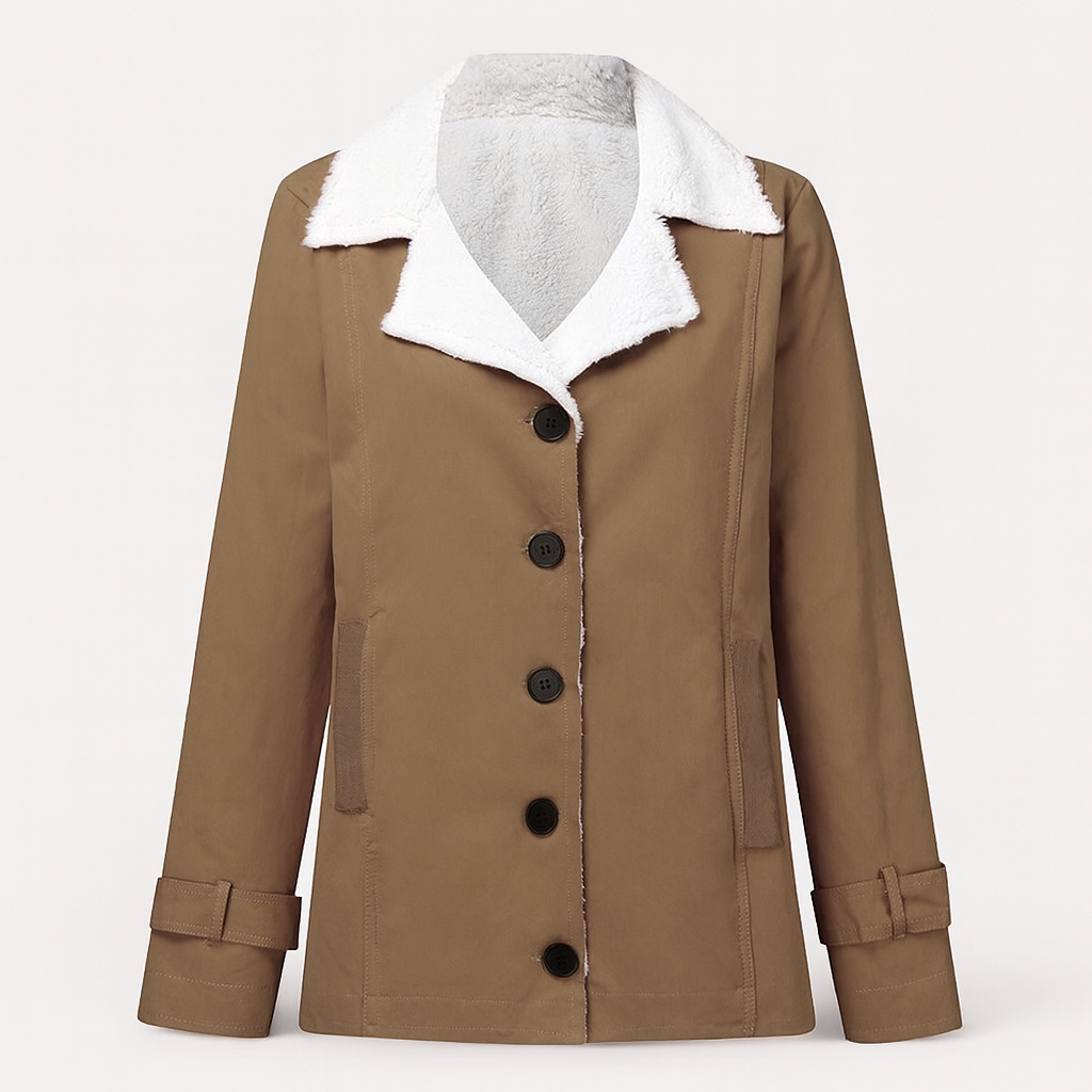 Women's Warm Lined Winter Jacket with Notched Lapels