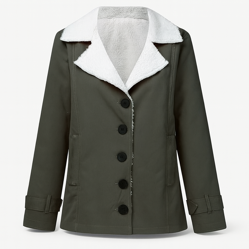 Women's Warm Lined Winter Jacket with Notched Lapels