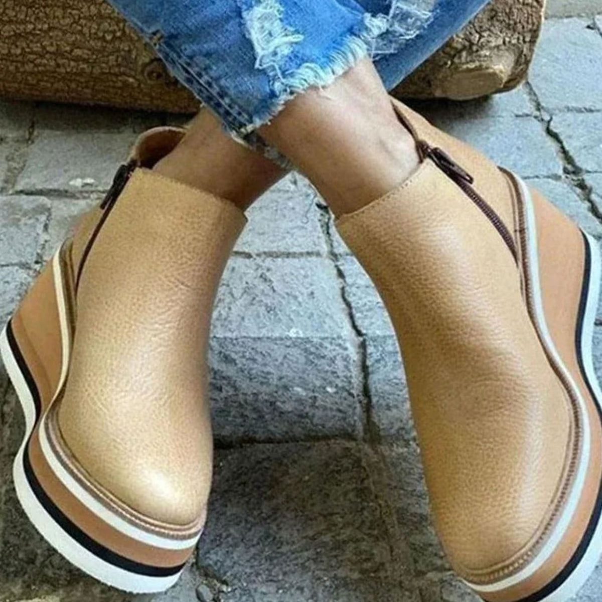 Chelsea-støvler til kvinder med kilehæl og plateau, slip-on