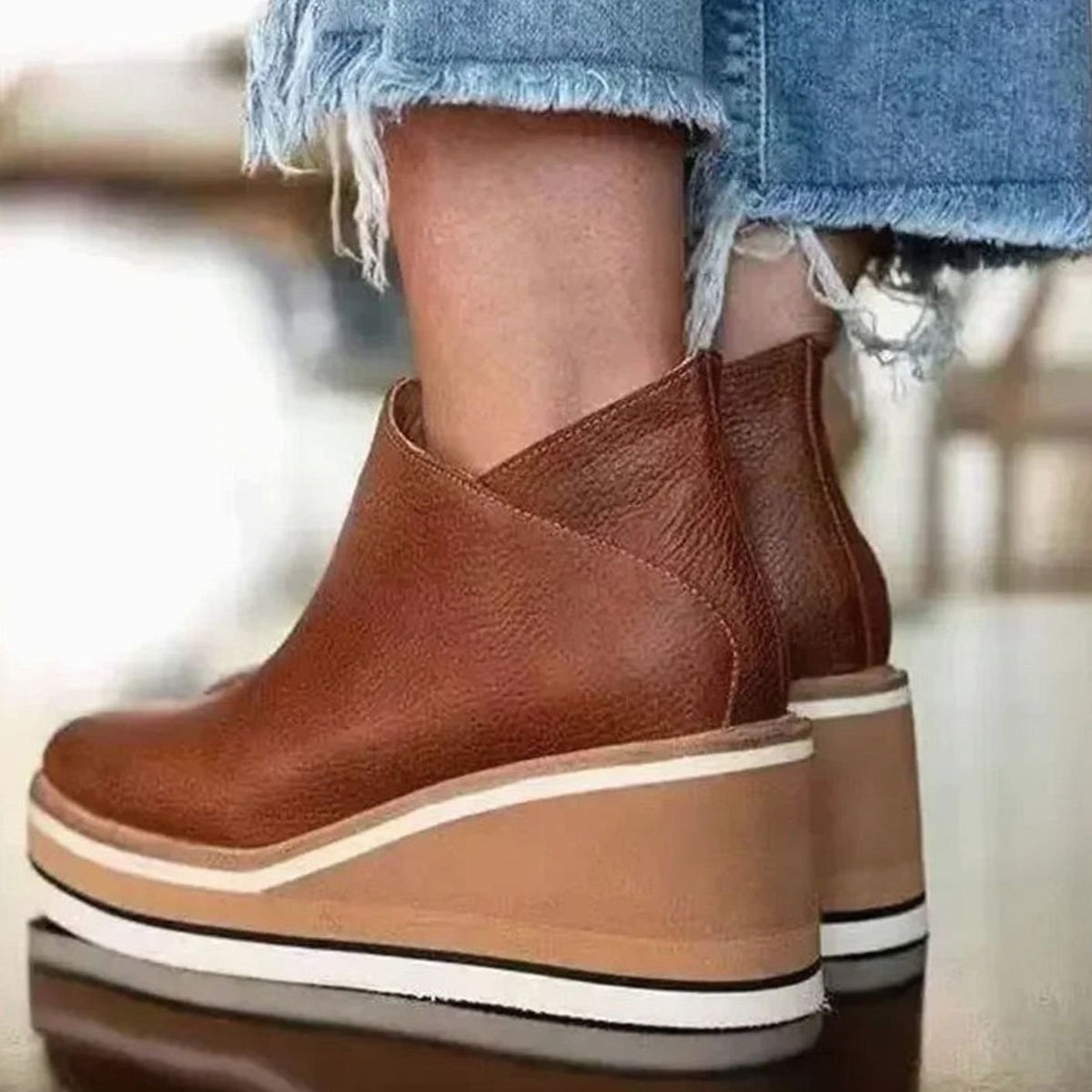 Chelsea-støvler til kvinder med kilehæl og plateau, slip-on